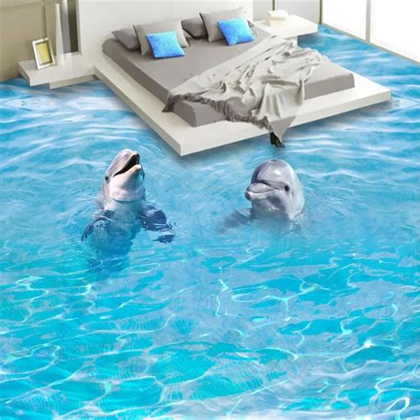 Beibehang Wallpaper Hd Dolphin Sea Waves Waterproof Bathroom Kitchen