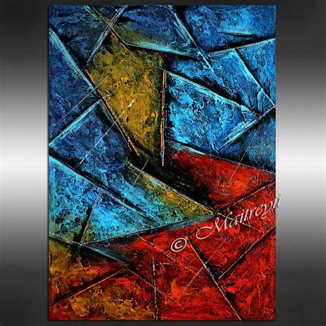 Large Artwork Textured Art Paintings Red Blue Abstract Modern Original