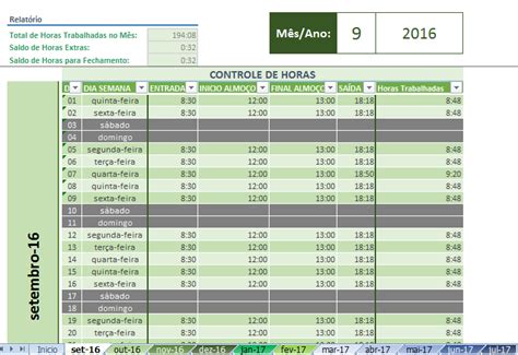 Download Planilha De Controle De Banco De Horas Em Excel Excel E Vba Brasil