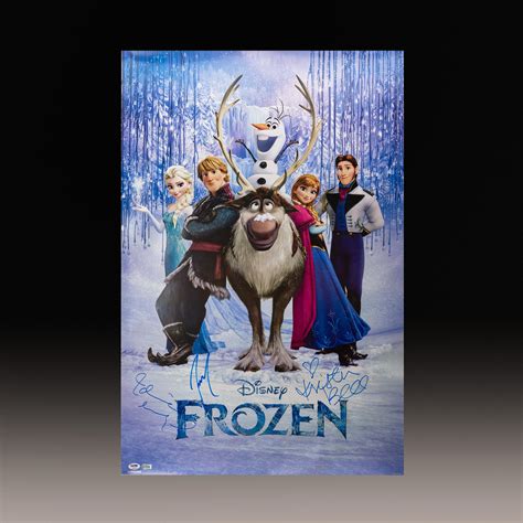 Disney Frozen Movie Poster Signed By Kristen Bell Idina Menzel