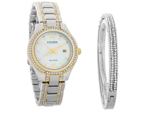 citizen 475 womens eco drive silhouette crystal mop two tone watch fe1234 50d 51 00 picclick