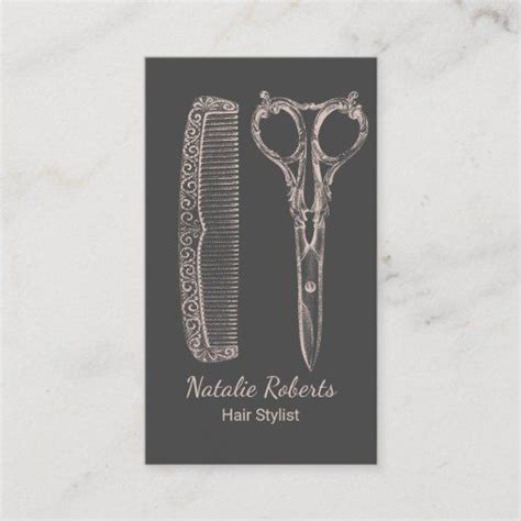 Hair Stylist Vintage Scissor And Comb Pink And Gray Business Card Zazzle