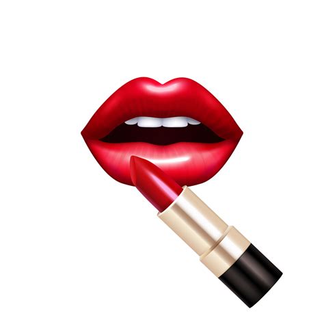 Lips And Lipstick Realistic Set 482851 Vector Art At Vecteezy