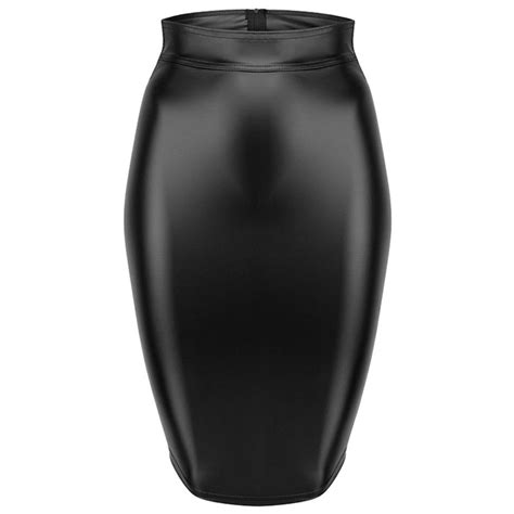 skirts gothic wet look black faux leather skirt sexy punk back zipper lace up wrap pencil 2021