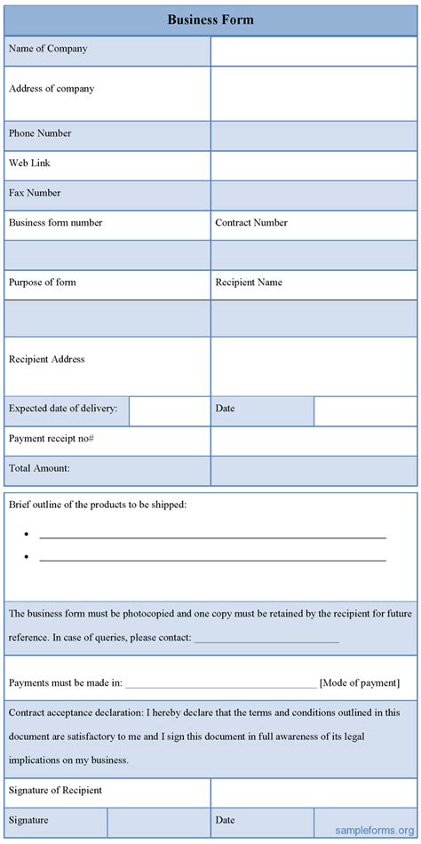 Free Business Form Sample Free Business Form Sample Forms
