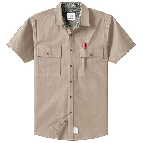 Buy Mens Short Sleeve Canvas Button Up Work Shirt X Large Khaki At
