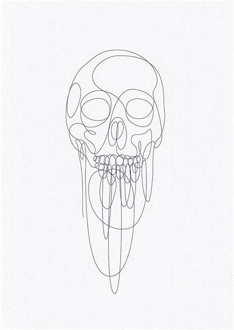 Line art liegt dieses jahr voll im trend. One line skull drawing deconstruction, by one line ...