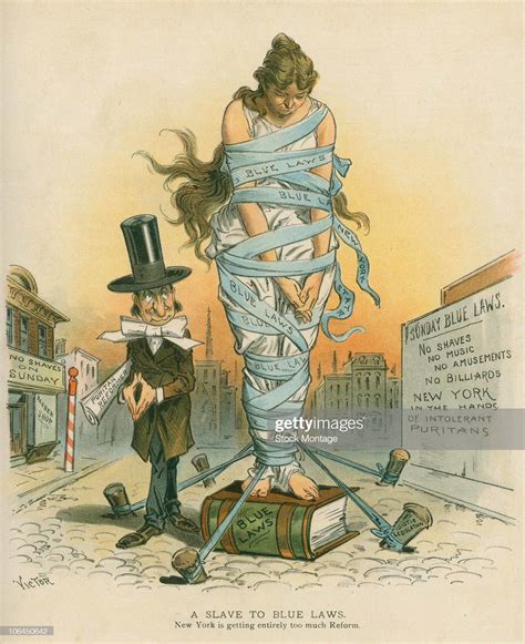 A Political Cartoon Entitiled A Slave To Blue Laws New York Is