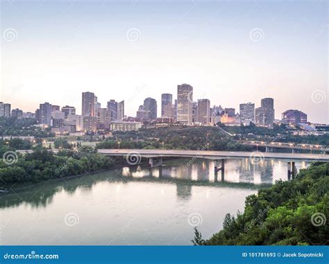 Skyline Of Edmonton Downtown Alberta Canada Stock Image Image Of