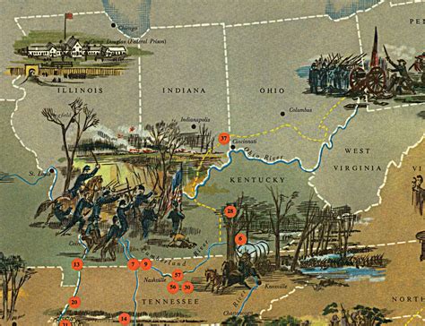 1861 1865 Civil War Centennial Timeline Map Pictorial Military