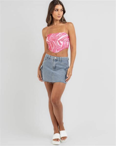 Shop Ava And Ever Girly Mesh Corset Top In Pink Swirl Fast Shipping