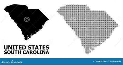 Vector Halftone Pattern And Solid Map Of South Carolina State Stock