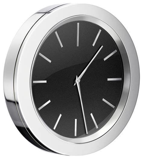 Clock For Mirror In Polished Chrome Finish Contemporary Wall Clocks