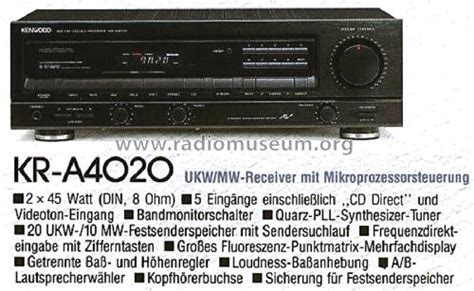 am fm stereo receiver kr a4020 radio kenwood trio kenwood inc