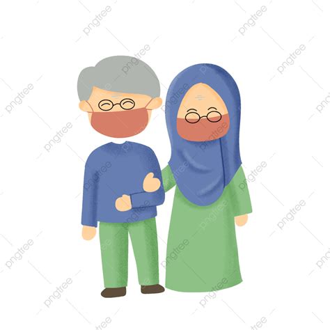 Gambar Kakek Nenek Muslim Muslim Kakek Dan Nenek Kartun Png