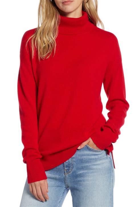 Womens Cashmere Turtleneck Sweater Red Aa Sourcing Ltd