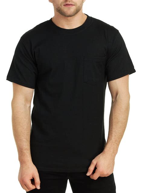 Hanes Short Sleeve Beefy T Pocket T Shirts Black Large