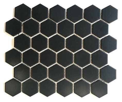 Buy Black Hexagon 2 Matte Porcelain Actual Mosaic Tiles Not Peel