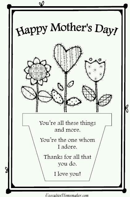 The card comes with four promising illustrations. Mother's day | Mothers day card template, Mothers day ...