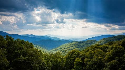 Sunbeams And Storm Clouds Over Appalachian Mountains From Blue Ridge