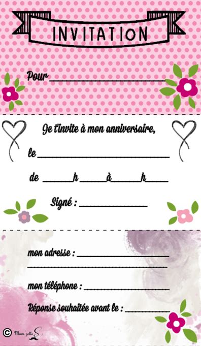 Carte D Invitation Anniversaire A Remplir Ginette Brunet