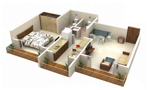 25个一居室户型装修3d布局效果图 2 设计之家