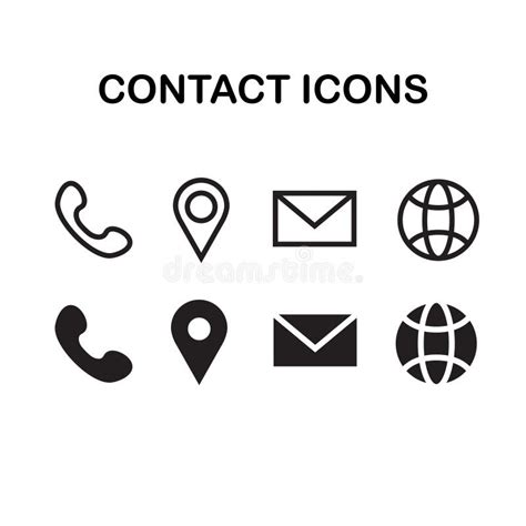 Vector Set Of Contact Icons Icons For Business Card Design Stock