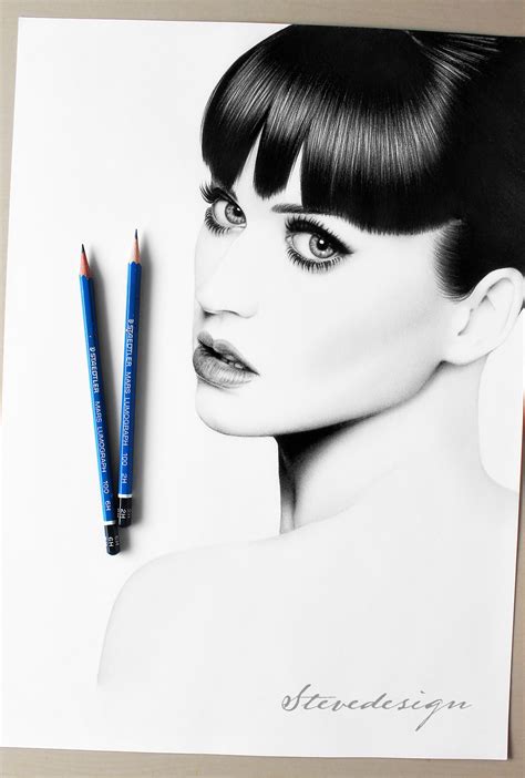 Katy Perry Pencil Drawing By Stevedesignstudio On Deviantart