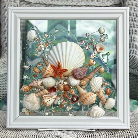 Beach canvas wall art ocean decor beach seashell starfish nature picture blue canvas artwork turquoise contemporary wall art for bathroom bedroom living room office kitchen wall decor 12 x 12 x 4 pieces. Beach Decor of Seashell Art, Beach Bathroom Decor Wall ...
