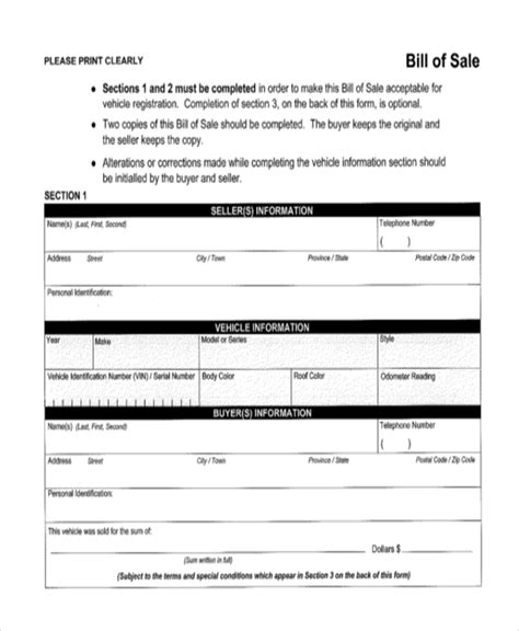 Free 6 Sample Motorcycle Bill Of Sale Forms In Pdf Ms Word