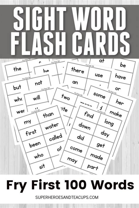 Sight Word Flash Cards Printable