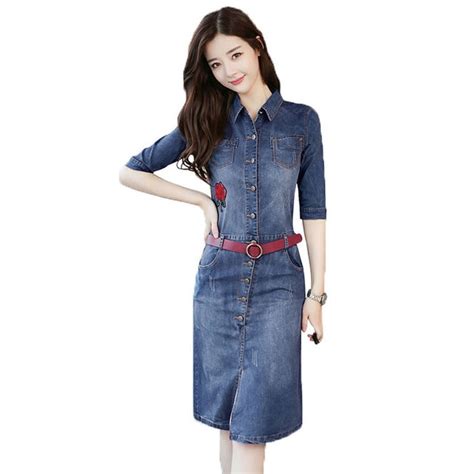 Buy 2018 Spring Denim Dress Women Blue Jean Dresses