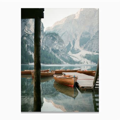 Lago Di Braies Boats At A Lake In The Dolomites Italy Art Print By