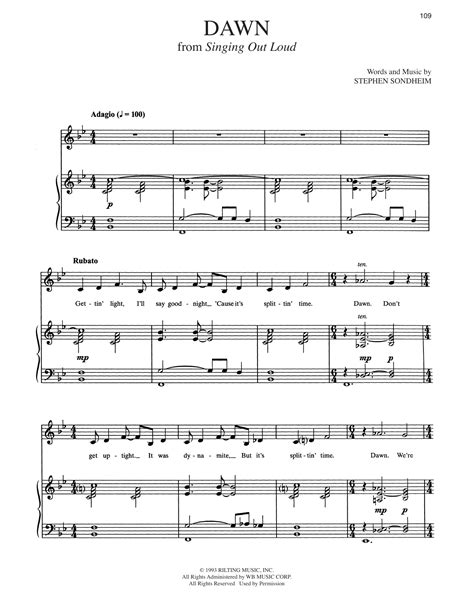Dawn Sheet Music Stephen Sondheim Piano And Vocal