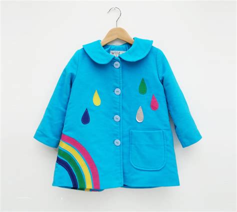 Rainbow Coat Jacket For Toddlerschildren In Rich Blue Etsy