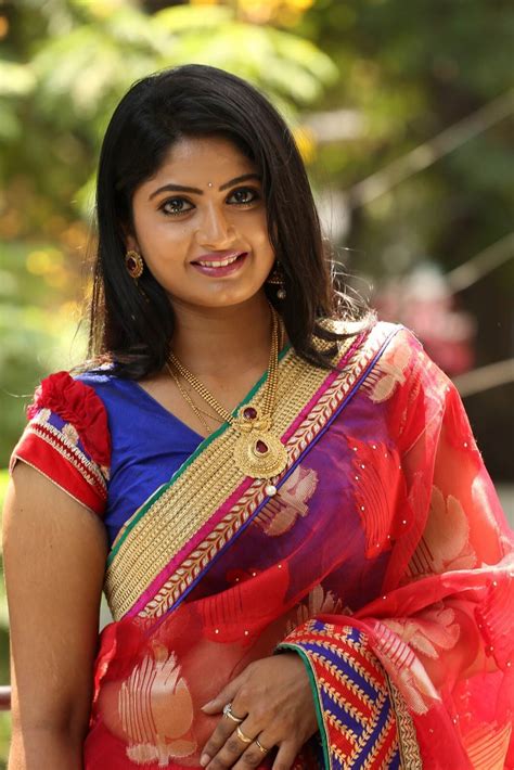 Telugu Tv Artist Mounica Latest Photos In Red Saree Indian Filmy Actress