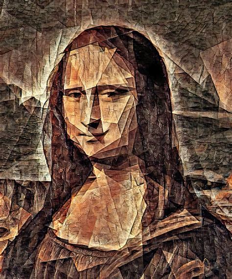 Mona Lisa In The Cubist Style With Big Triangular Shapes Digital