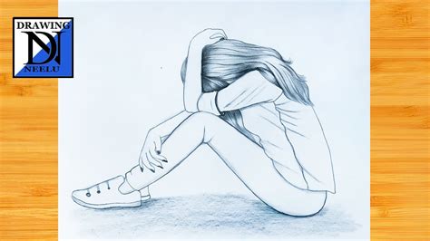 How To Draw Sitting Sad Girl Step By Step Pencil Drawing Girl