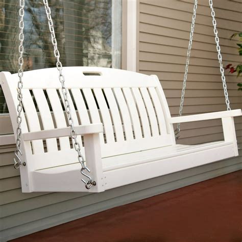 Polywood Nautical 4 Ft Recycled Plastic Porch Swing White Walmart