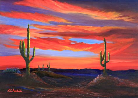 Arizona Sunset Painting By Tom Mcalpin