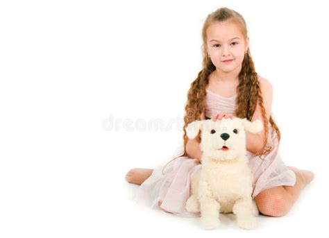 The Girl With A Toy Puppy Stock Image Image Of White 31225355