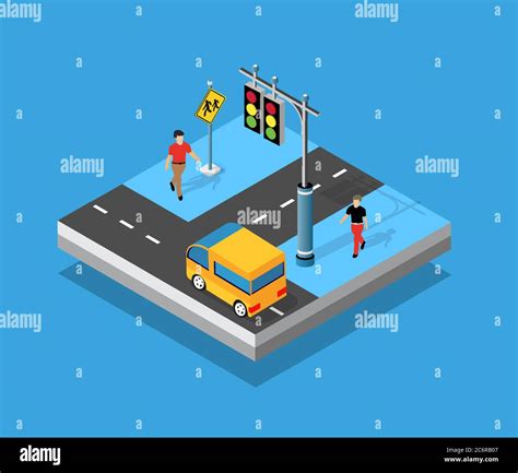 Isometric Crossroads Intersection Of Streets Of Highways Stock Vector