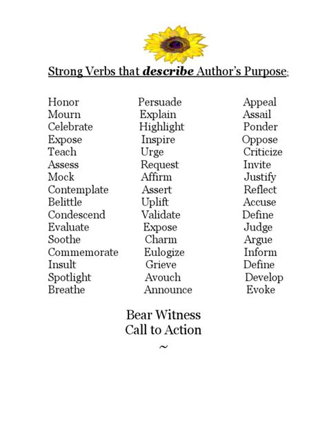 They are verbs that express a state of being and link the subject to a word or phrase in a sentence. Strong Verbs That Describe Author Purpose