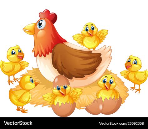 Isolated Chicken And Chick Royalty Free Vector Image