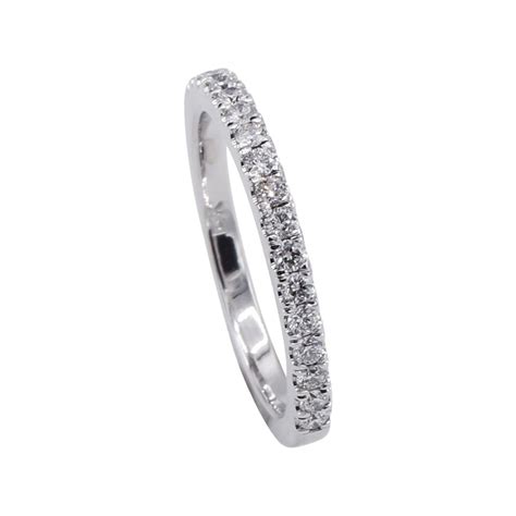 14 Karat White Gold Ladies Diamond Wedding Band Ring 11 Carat For Sale