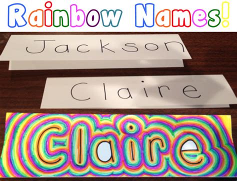 Three Name Cards With The Words Rainbow Names On Them