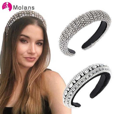 Molans Sparkly Padded Rhinestones Headbands Full Crystal Luxurious