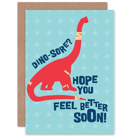 Card Get Well Soon Dinosaur Pun T Cp3008 Etsy