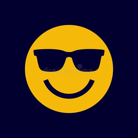 Happy Emoticon With Sunglasses Vector Icon Smiling Face Illustration Stock Vector