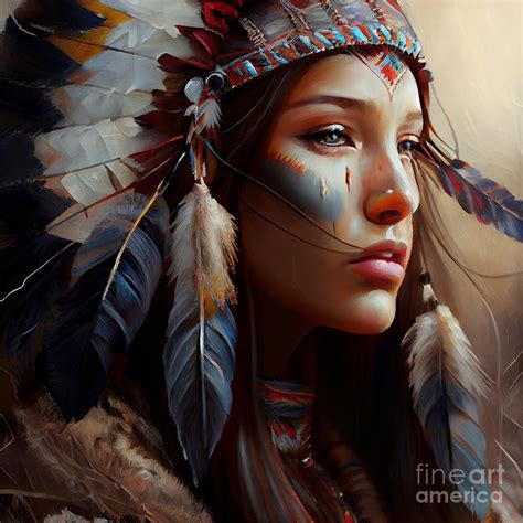 native american woman digital art by joshua barrios pixels